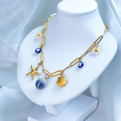 Blue charm necklace