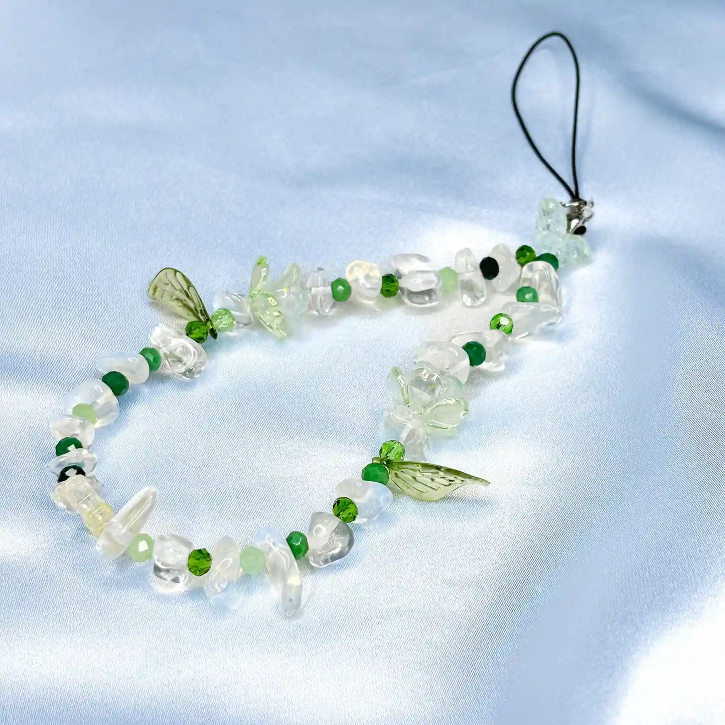 Green Beaded Phone Charm