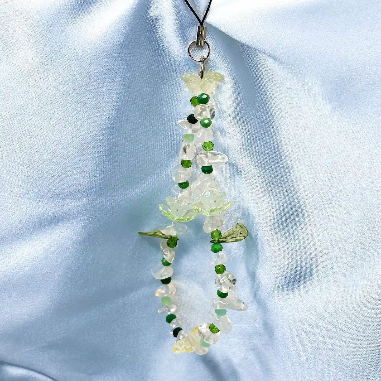 Green Beaded Phone Charm