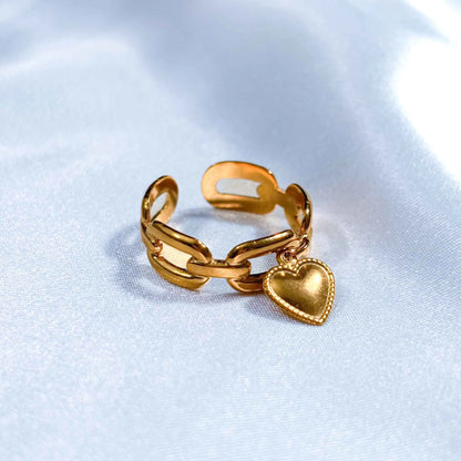 Heart Charm Ring Flat