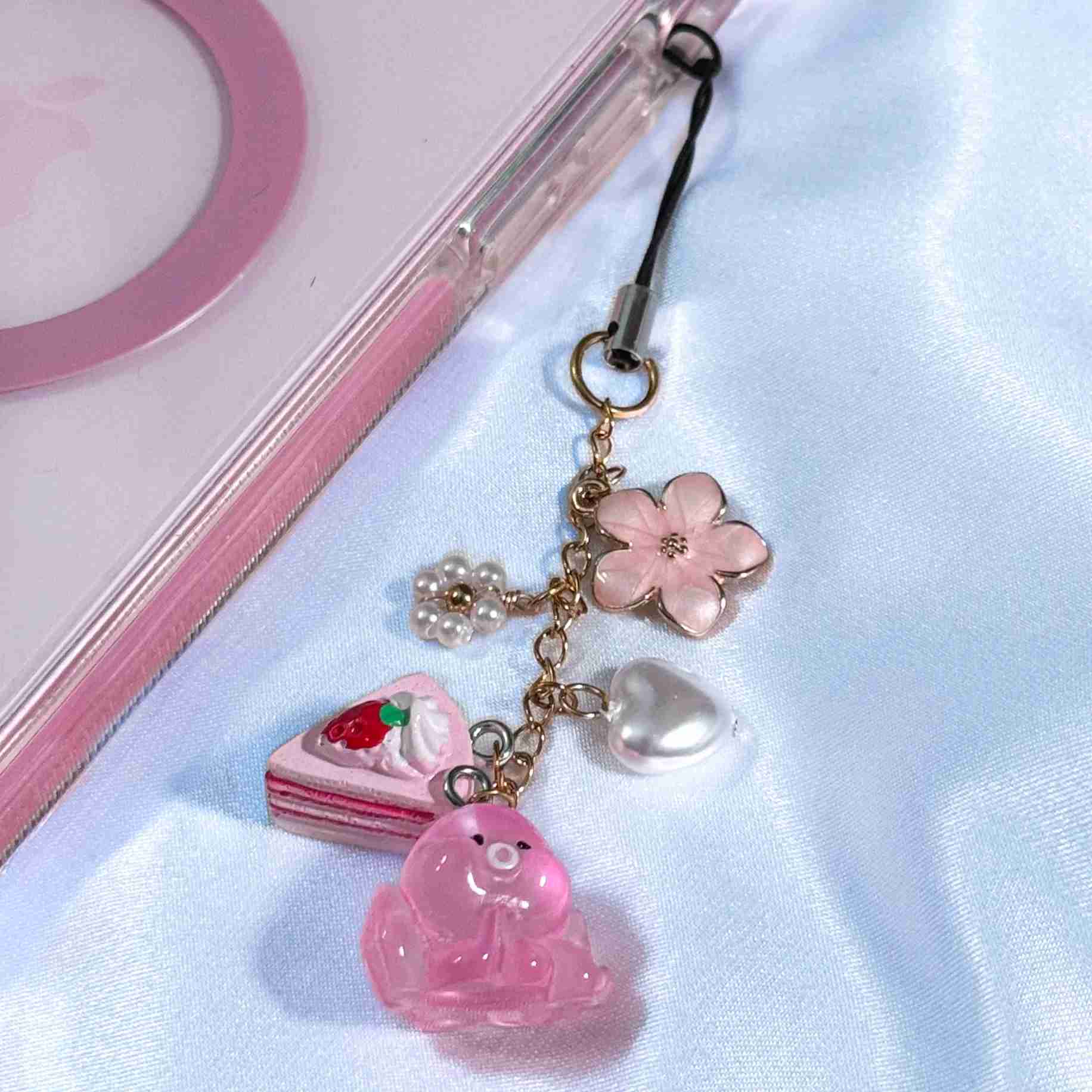 Pink Phone Charm Attached