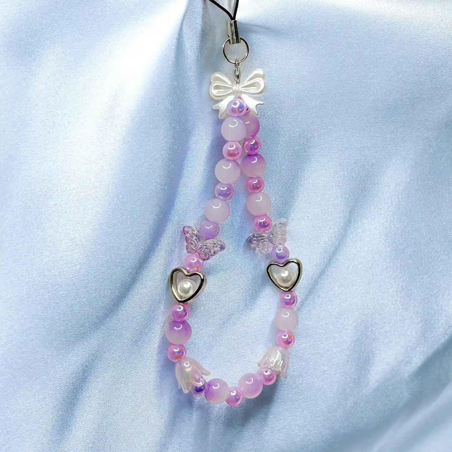 Purple Beaded Phone Charm