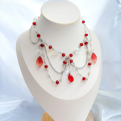 Red and white Necklace Bust