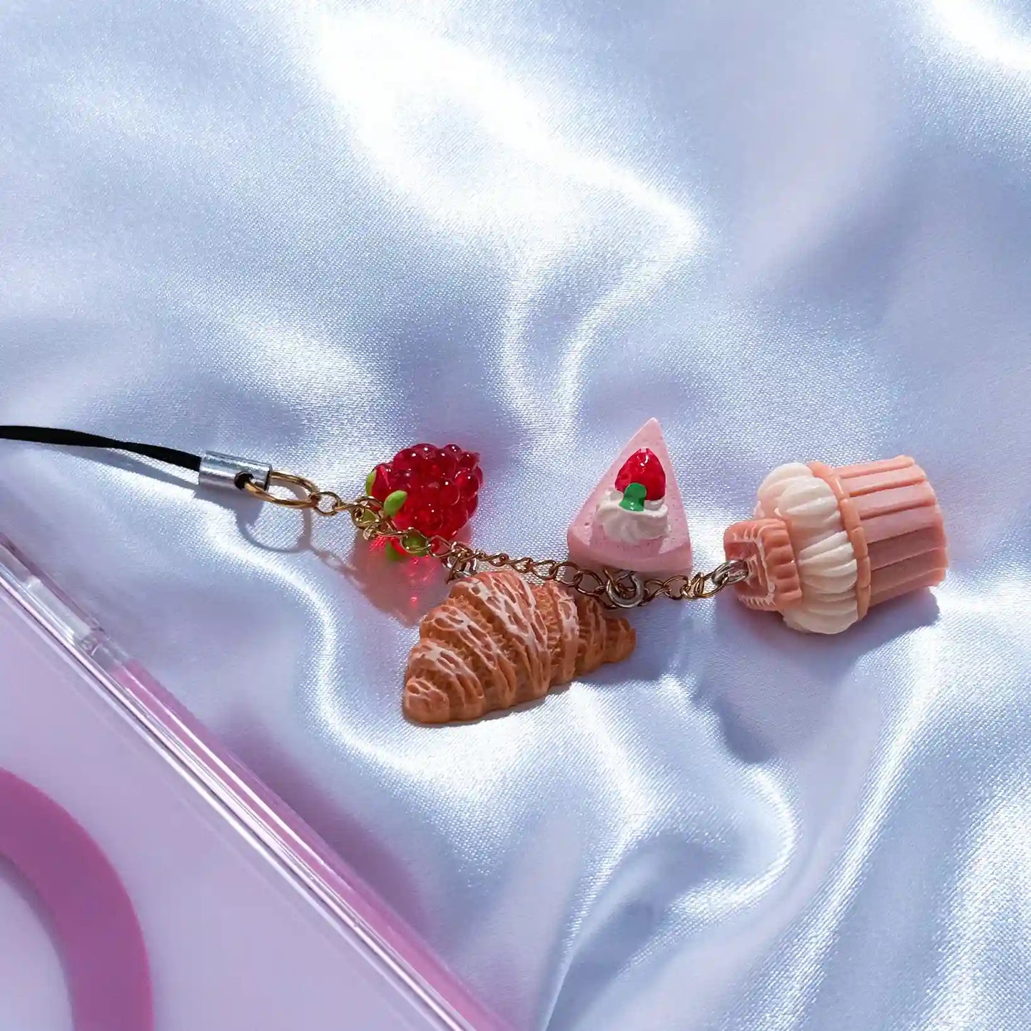 cupcake phone charm attached